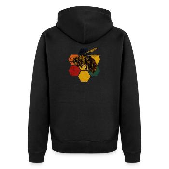 bee - Unisex Premium Organic Zip Hoodie - black - Back - Nico (187cm)