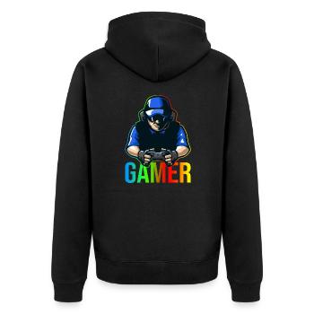 Joueur avec cadeau de contrôleur pour les joueurs et les joueurs - Veste à capuche bio Premium Unisexe - noir - Dos - Nico (187cm)