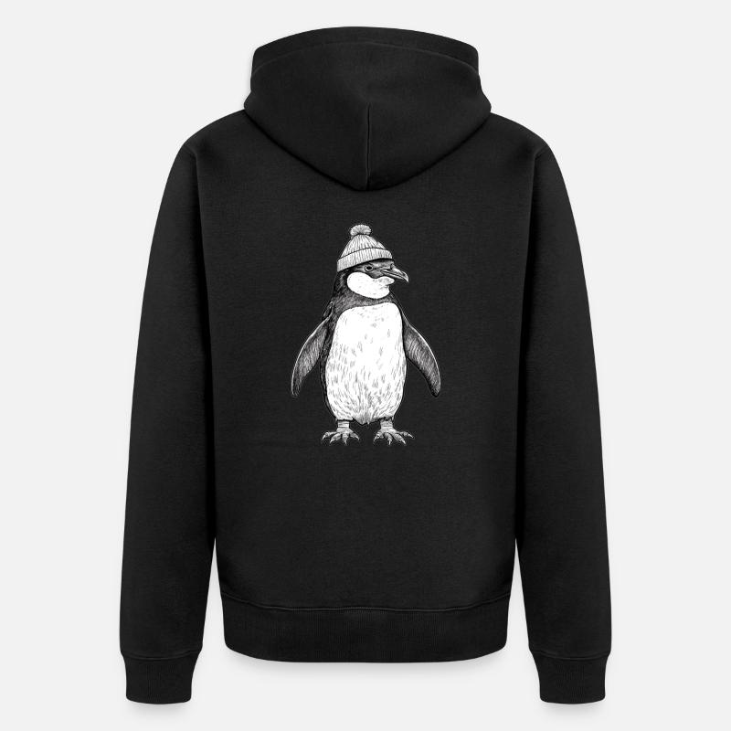 Pingouin mignon avec casquette - Veste à capuche bio Premium Unisexe - noir