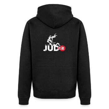 judo - Unisex Premium Organic Zip Hoodie - black - Back - Nico (187cm)