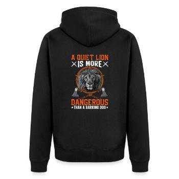 A Quiet Lion Is More Dangerous - viking lion - Veste à capuche bio Premium Unisexe - noir - Dos - Nico (187cm)