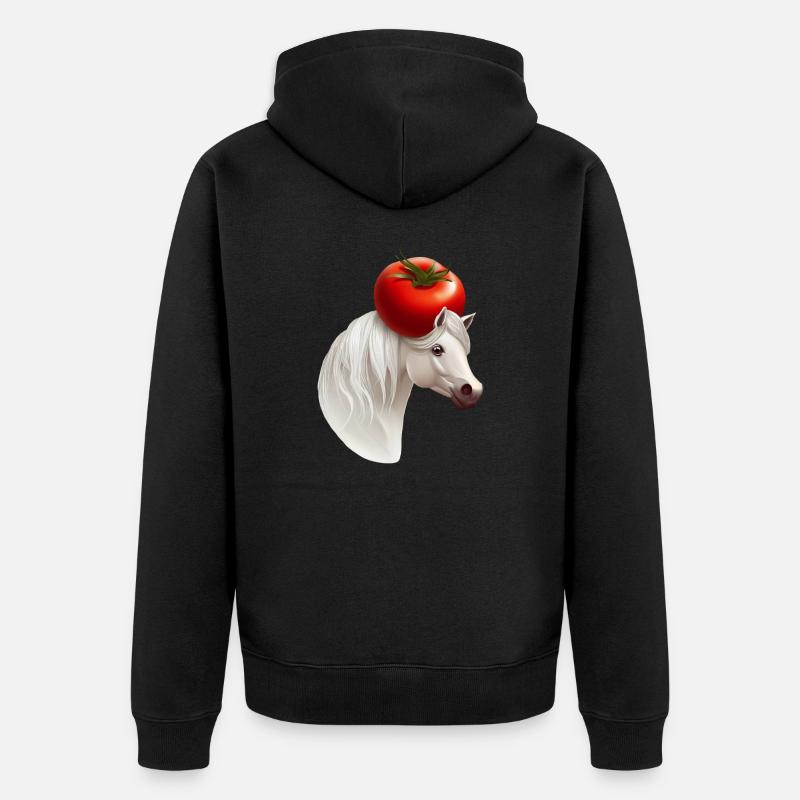 Tomatenkopf-Pferd - Unisex Premium Bio Zip Hoodie - Schwarz