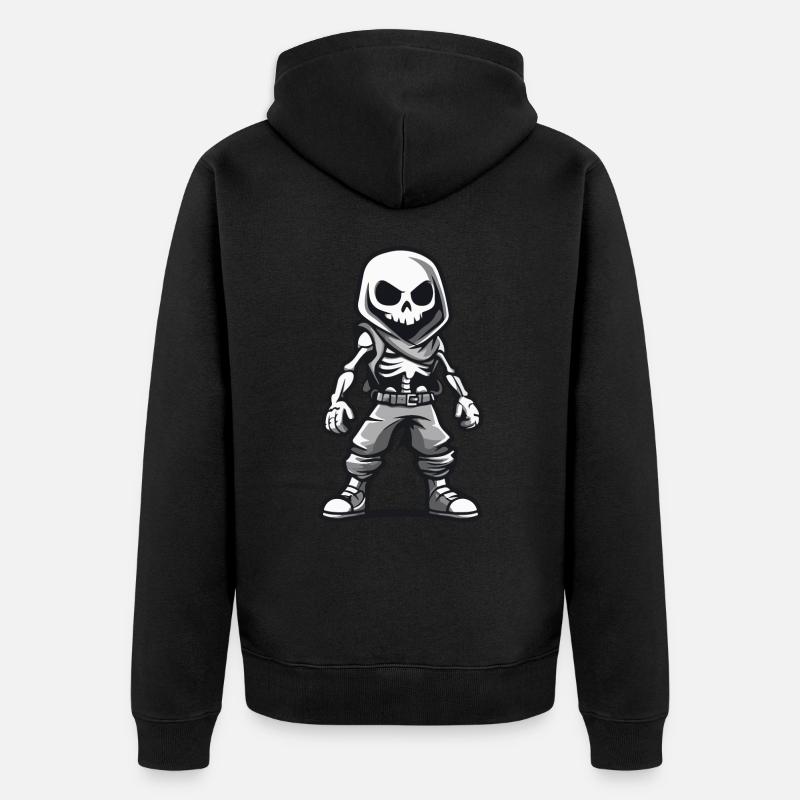 Squelette Halloween Bande Dessinée - Veste à capuche bio Premium Unisexe - noir
