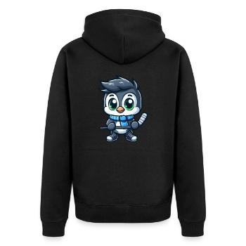 pingouin joueur de hockey sur glace dessin animé art - Veste à capuche bio Premium Unisexe - noir - Dos - Nico (187cm)
