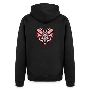Keltisches Feenherz - Unisex Premium Bio Zip Hoodie - Schwarz - Hinten - Nico (187cm)