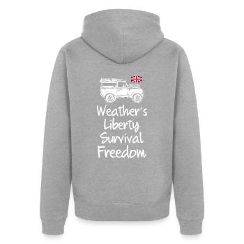 Météo Liberty Survie Liberté Landy - Veste à capuche bio Premium Unisexe - gris chiné - Dos - Nico (187cm)