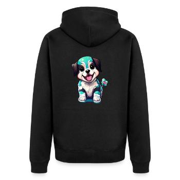 Mignonnerie sous forme de chien. Vigoureux et vibrant - Veste à capuche bio Premium Unisexe - noir - Dos - Nico (187cm)