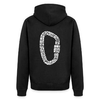 Climbing Symbols Carabiner Climbing Bouldering - Unisex Premium Organic Zip Hoodie - black - Back - Nico (187cm)