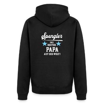 Spengler Bester Papa Vatertag Geburtstag Klempner - Unisex Premium Bio Zip Hoodie - Schwarz - Hinten - Nico (187cm)