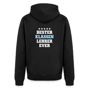 Bester Klassenlehrer Abschied Klassen Lehrer - Unisex Premium Bio Zip Hoodie - Schwarz - Hinten - Nico (187cm)