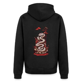 Traditional Japanese tattoo snake design - Unisex Premium Organic Zip Hoodie - black - Back - Nico (187cm)