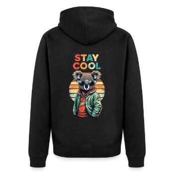 Retro Koala Stay Cool - Unisex Premium Bio Zip Hoodie - Schwarz - Hinten - Nico (187cm)