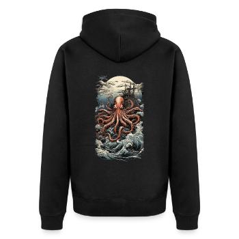Ukiyo-e Japan Art Style Esthétique Kraken - Veste à capuche bio Premium Unisexe - noir - Dos - Nico (187cm)
