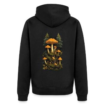 Retro Chanterelles Mushroom Picker Dream Mushroom Design - Veste à capuche bio Premium Unisexe - noir - Dos - Nico (187cm)