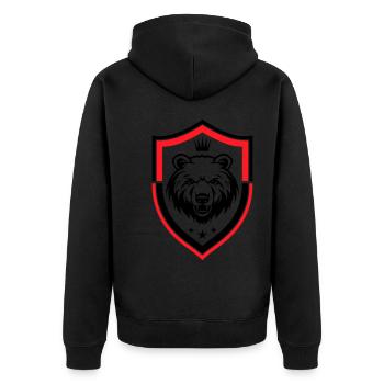 Grizzly Bär Wappen Symbol - Unisex Premium Bio Zip Hoodie - Schwarz - Hinten - Nico (187cm)