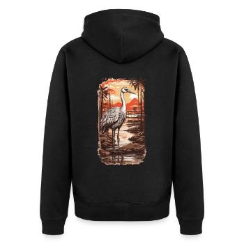 African Stork Aesthetic & Nature Bird Design - Unisex Premium Organic Zip Hoodie - black - Back - Nico (187cm)
