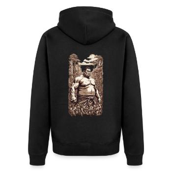 Sumo Rikishi Stolze Stärke Kampfsport Design - Unisex Premium Bio Zip Hoodie - Schwarz - Hinten - Nico (187cm)