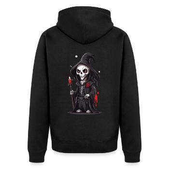 Halloween Skeleton Magician Cartoon Magic - Unisex Premium Organic Zip Hoodie - black - Back - Nico (187cm)