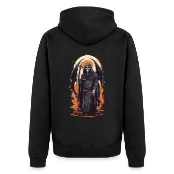 Winged Grim Reaper Halloween Horror Gothic - Unisex Premium Organic Zip Hoodie - black - Back - Nico (187cm)
