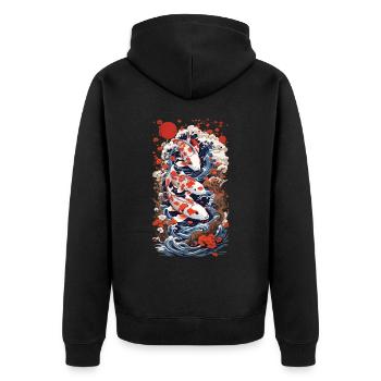 Ukiyo-E Koi carpe Art rétro Japon Design Style - Veste à capuche bio Premium Unisexe - noir - Dos - Nico (187cm)