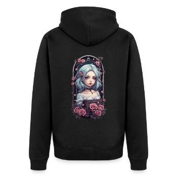 Gothic Anime Pastel Goth e-girl Urban Design - Unisex Premium Organic Zip Hoodie - black - Back - Nico (187cm)