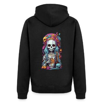 Goth Girl Skeleton Potion of Darkness - Unisex Premium Organic Zip Hoodie - black - Back - Nico (187cm)