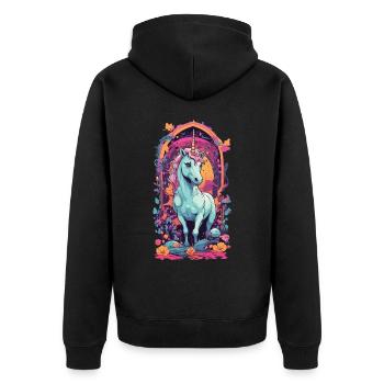 Licorne pastel magique meilleur ami pour les filles - Veste à capuche bio Premium Unisexe - noir - Dos - Nico (187cm)
