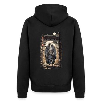 Japan Yokai Skeleton Spirit Edo Ukiyo-E Art - Unisex Premium Organic Zip Hoodie - black - Back - Nico (187cm)
