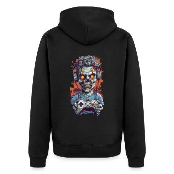 Spooky Zombie Gamer Halloween Look - Unisex Premium Organic Zip Hoodie - black - Back - Nico (187cm)
