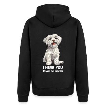 Maltese - Unisex Premium Bio Zip Hoodie - Schwarz - Hinten - Nico (187cm)
