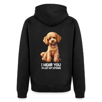 Pudel - Unisex Premium Bio Zip Hoodie - Schwarz - Hinten - Nico (187cm)