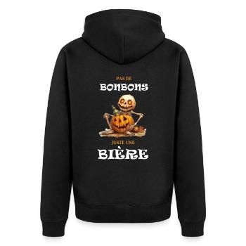 Halloween, Pas de bonbons juste une bière ! - Veste à capuche bio Premium Unisexe - noir - Dos - Nico (187cm)