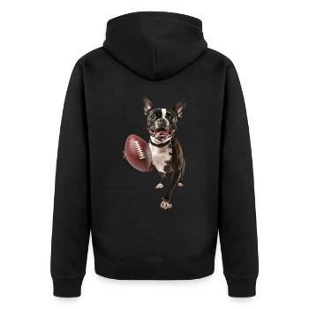 Boston Terrier - Unisex Premium Bio Zip Hoodie - Schwarz - Hinten - Nico (187cm)
