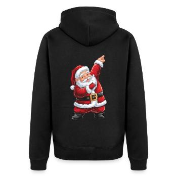 Dabbing Nikolaus Santa Claus Applaus Beifall - Unisex Premium Bio Zip Hoodie - Schwarz - Hinten - Nico (187cm)