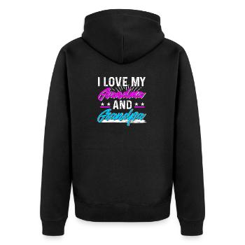 Ich liebe Oma und Opa Oma Liebe Geschenkidee - Unisex Premium Bio Zip Hoodie - Schwarz - Hinten - Nico (187cm)