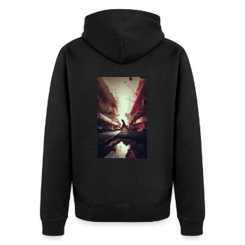 hero passion winner sports ai create - Unisex Premium Bio Zip Hoodie - Schwarz - Hinten - Nico (187cm)