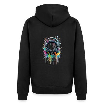 Headphones with colorful splashes of color - Unisex Premium Organic Zip Hoodie - black - Back - Nico (187cm)