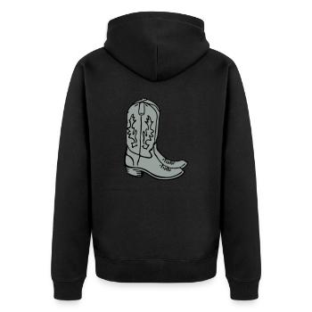 Cowboystiefel 2C - Unisex Premium Bio Zip Hoodie - Schwarz - Hinten - Nico (187cm)