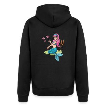 Meerjungfrau - Unisex Premium Bio Zip Hoodie - Schwarz - Hinten - Nico (187cm)