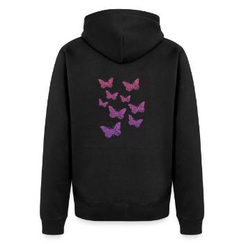 Butterflies - Unisex Premium Bio Zip Hoodie - Schwarz - Hinten - Nico (187cm)