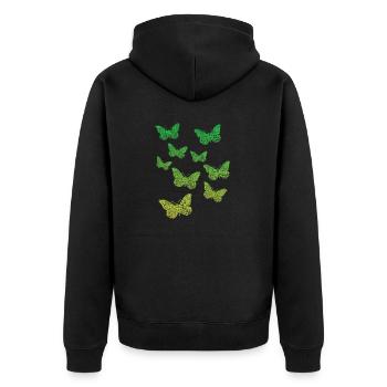 Schmetterling Geschenk green butterflies - Unisex Premium Bio Zip Hoodie - Schwarz - Hinten - Nico (187cm)