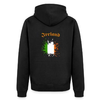 Ireland Shamrock - Unisex Premium Bio Zip Hoodie - Schwarz - Hinten - Nico (187cm)