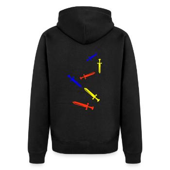 Sword Icon Icon - Unisex Premium Organic Zip Hoodie - black - Back - Nico (187cm)