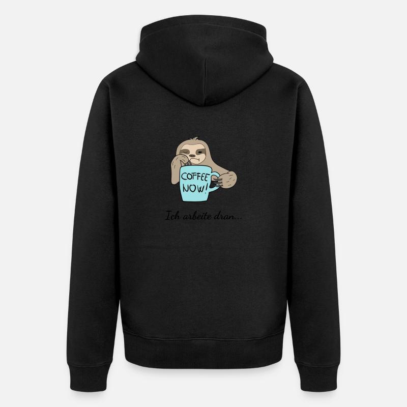 Faultier - Ich arbeite dran... - Unisex Premium Bio Zip Hoodie - Schwarz