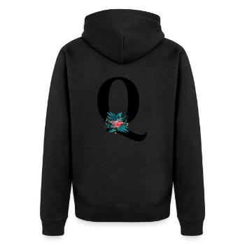 lettre Q fleuris - Veste à capuche bio Premium Unisexe - noir - Dos - Nico (187cm)