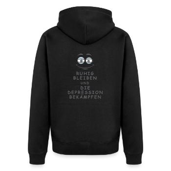 Depression bekämpfen - Unisex Premium Bio Zip Hoodie - Schwarz - Hinten - Nico (187cm)