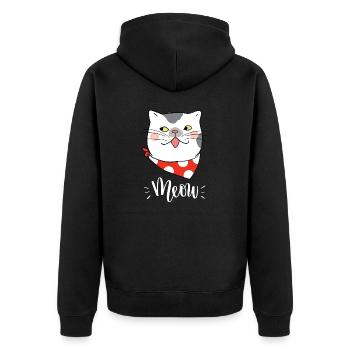 Mignon Kawaii drôle de chat disant miaulement - Veste à capuche bio Premium Unisexe - noir - Dos - Nico (187cm)