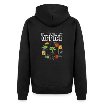 Garden is my office - Unisex Premium Organic Zip Hoodie - black - Back - Nico (187cm)