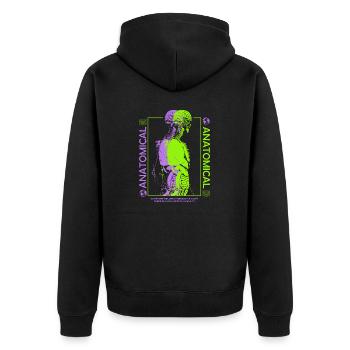 Anatomical Streetwear - Unisex Premium Bio Zip Hoodie - Schwarz - Hinten - Nico (187cm)