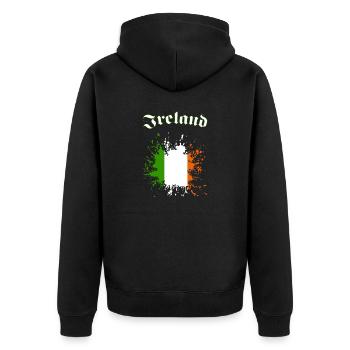 Ireland - Unisex Premium Bio Zip Hoodie - Schwarz - Hinten - Nico (187cm)